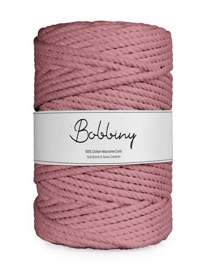 Bobbiny | 3 Ply Twisted Macrame Cotton Cord Dori (Roll Packaging) Thread for Macrame DIY and Other Projects | Dusty Pink | 4mm,20 Meter